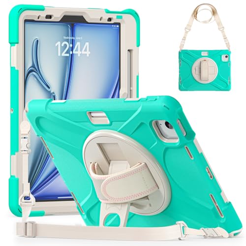 Tablet PC Hülle Kompatibel mit iPad Air 11 Zoll M3/Air11 M2 (2025/2024) Hülle, robuste, stoßfeste Schutzhülle mit Fallschutz und Stifthalter, Schutzhülle mit Schultergurt Compatible with Kinder, Silik von CSHNB
