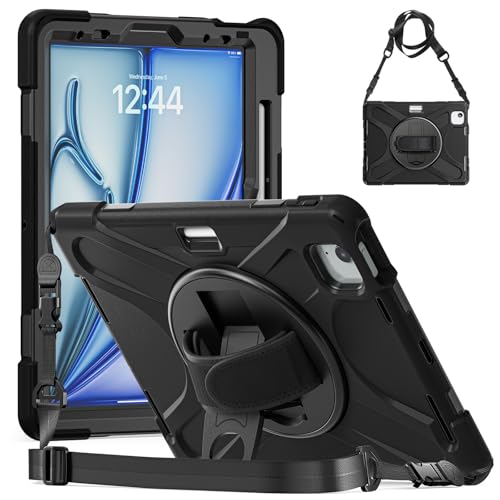 Tablet PC Hülle Kompatibel mit iPad Air 11 Zoll M3/Air11 M2 (2025/2024) Hülle, robuste, stoßfeste Schutzhülle mit Fallschutz und Stifthalter, Schutzhülle mit Schultergurt Compatible with Kinder, Silik von CSHNB