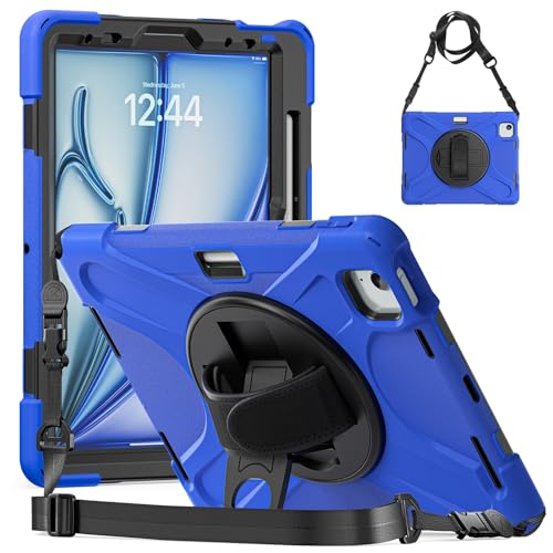 Tablet PC Hülle Kompatibel mit iPad Air 11 Zoll M3/Air11 M2 (2025/2024) Hülle, robuste, stoßfeste Schutzhülle mit Fallschutz und Stifthalter, Schutzhülle mit Schultergurt Compatible with Kinder, Silik von CSHNB