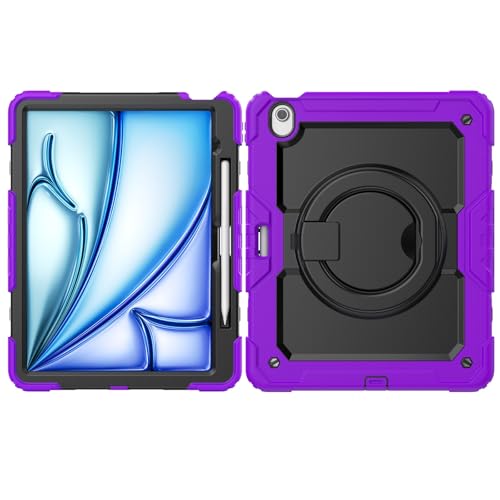 Tablet PC-Hülle Kompatibel mit iPad Air 13 Zoll (M3) 2025 Hülle mit Stifthalter+Displayschutz, starke Ganzkörperschutz robuste Hülle Silikonhülle mit Drehgriff Abdeckung(Mutter) von CSHNB