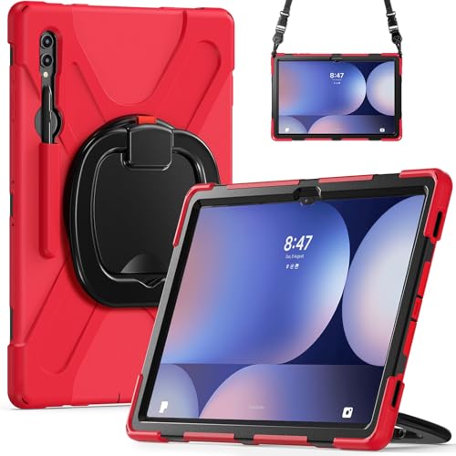 Tablet PC Hülle Robuste Stoßfeste Schutzhülle kompatibel mit Samsung Galaxy Tab S9 Ultra 14.6" SM-X910 2023 mit 360° Drehbarer Ständer, Schultergurt/Schultergurt Kompatibel mit Tablet. Schutz (K?rm? von CSHNB