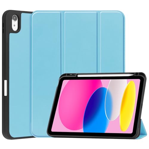 Tablet PC Hülle Tablet-Hülle kompatibel mit iPad 11. Generation A16 11 Zoll 2025 Tablet, schlanke Schutzhülle, Auto Wake Sleep, weiche TPU-Schutzhülle, Smart Cover mit Stifthalter Schutz(Light Blue) von CSHNB