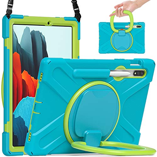 Tablet PC Hülle Tablet-Abdeckung Compatible with Samsung Galaxy Tab S7 SM-870, robuster, robuster schockierter Schutzhülle mit Klappgriff, rotierender Kickstand, tragender Schultergurt Schutz(LIGHT BL Tablet PC Hülle Tablet-Abdeckung Compatible with Samsung Galaxy Tab S7 SM-870, robuster, robuster schockierter Schutzhülle mit Klappgriff, rotierender Kickstand, tragender Schultergurt Schutz(LIGHT BL von CSHNB