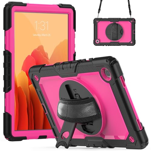 Tablet-Schutzhülle kompatibel mit Samsung Galaxy Tab A7 26,4 cm (10,4 Zoll) SM-T500/T505 (2020), mit Displayschutzfolie, Ständer, Schultergurt, stoßfest, robust, um 360° drehbar, Handschlaufe und von CSHNB