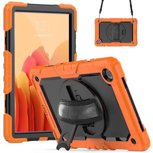 Tablet-Schutzhülle kompatibel mit Samsung Galaxy Tab A7 26,4 cm (10,4 Zoll) SM-T500/T505 (2020), mit Displayschutzfolie, Ständer, Schultergurt, stoßfest, robust, um 360° drehbar, Handschlaufe und von CSHNB