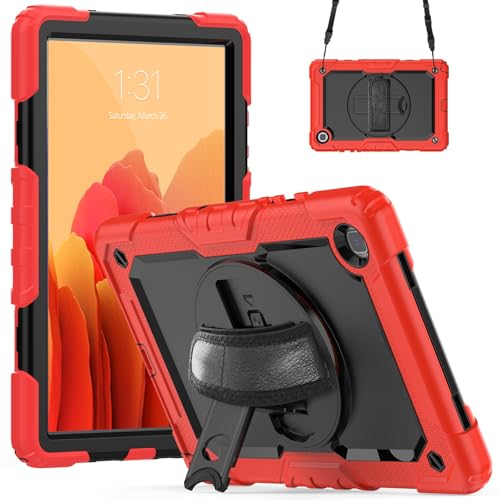 Tablet-Schutzhülle kompatibel mit Samsung Galaxy Tab A7 26,4 cm (10,4 Zoll) SM-T500/T505 (2020), mit Displayschutzfolie, Ständer, Schultergurt, stoßfest, robust, um 360° drehbar, Handschlaufe und von CSHNB