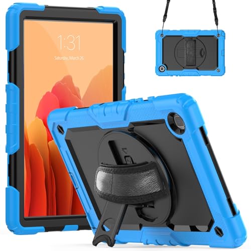 Tablet-Schutzhülle kompatibel mit Samsung Galaxy Tab A7 26,4 cm (10,4 Zoll) SM-T500/T505 (2020), mit Displayschutzfolie, Ständer, Schultergurt, stoßfest, robust, um 360° drehbar, Handschlaufe und von CSHNB