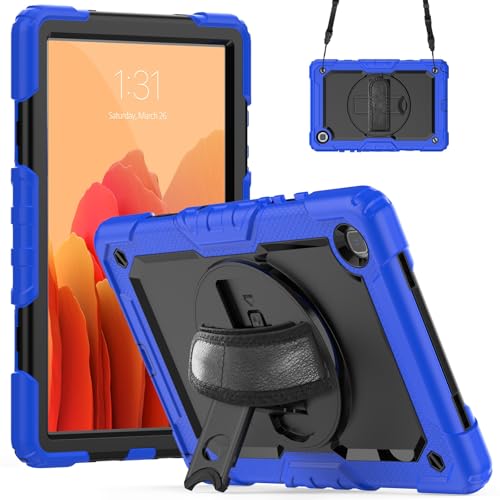 Tablet-Schutzhülle kompatibel mit Samsung Galaxy Tab A7 26,4 cm (10,4 Zoll) SM-T500/T505 (2020), mit Displayschutzfolie, Ständer, Schultergurt, stoßfest, robust, um 360° drehbar, Handschlaufe und von CSHNB