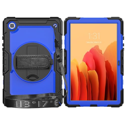 Tablet-Schutzhülle kompatibel mit Samsung Galaxy Tab A7 26,4 cm (10,4 Zoll) SM-T500/T505 (2020), mit Displayschutzfolie, Ständer, Schultergurt, stoßfest, robust, um 360° drehbar, Handschlaufe und von CSHNB