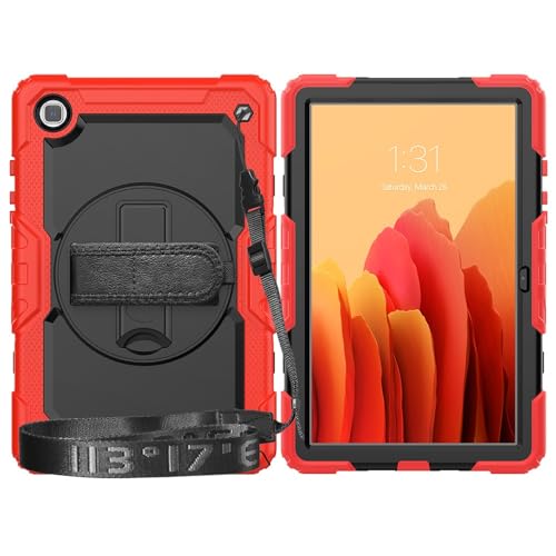 Tablet-Schutzhülle kompatibel mit Samsung Galaxy Tab A7 26,4 cm (10,4 Zoll) SM-T500/T505 (2020), mit Displayschutzfolie, Ständer, Schultergurt, stoßfest, robust, um 360° drehbar, Handschlaufe und von CSHNB