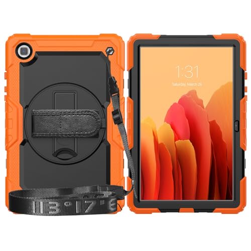 Tablet-Schutzhülle kompatibel mit Samsung Galaxy Tab A7 26,4 cm (10,4 Zoll) SM-T500/T505 (2020), mit Displayschutzfolie, Ständer, Schultergurt, stoßfest, robust, um 360° drehbar, Handschlaufe und von CSHNB