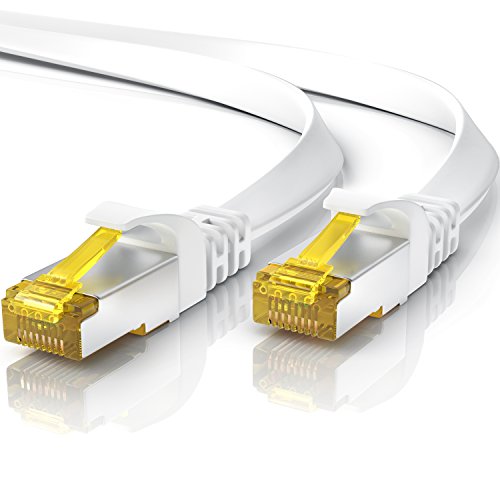 0,5m 50cm CAT 7 Netzwerkkabel Flach - Ethernet Kabel - Gigabit Lan 10 Gbit s - Patchkabel - Flachbandkabel - Verlegekabel - Cat.7 Rohkabel U FTP PIMF Schirmung mit RJ 45 Stecker - Switch Router Modem von CSL-Computer