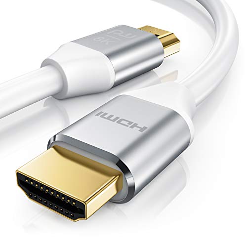 1m HDMI Kabel 8k @ 120 Hz mit DSC - 7680 x 4320 - UHD II - kompatibel zu HDMI 2.1 2.0a 2.0b - 3D - Ultra High Speed mit Ethernet - Dynamic HDR10+ - VRR - ARC - Blu Ray PS4 PS5 Xbox - Weiß von CSL-Computer