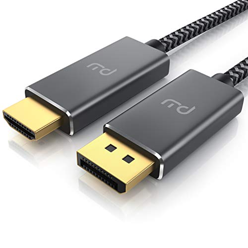 4K 2m Displayport 1.4 zu HDMI Kabel - HDTV Kabel Standard 2.0 – UHD 3840 x 2160 @ 60 Hz - 3-Fach Schirmung – Knickschutz - Metallstecker – Audio und Video Adapterkabel für Beamer Laptop Monitor von CSL-Computer