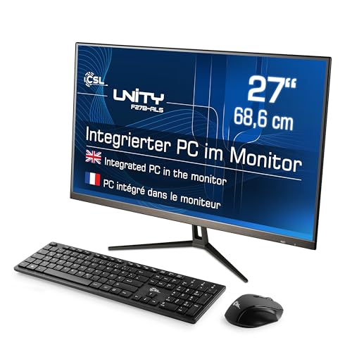 All-in-One-PC CSL Unity F27B-ALS, 68,58 cm (27 Zoll, 1920x1080 Full HD) - Leistungsstarker AIO (Intel N200 CPU 4x3700 MHz, 1000 GB SSD, 32 GB DDR4-RAM, Windows 11 Home), schwarz von CSL-Computer