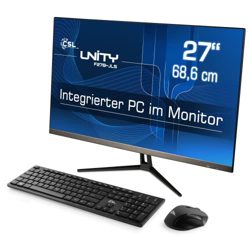 All-in-One-PC CSL Unity F27B-JLS, 68,58 cm (27 Zoll, 1920x1080 Full HD) - Leistungsstarker AIO (Intel Celeron N5100 CPU 4x2800 MHz, 2000 GB SSD, 32 GB DDR4-RAM, Windows 10 Home), schwarz von CSL-Computer