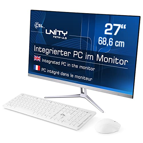 All-in-One-PC CSL Unity F27W-JLS, 68,58 cm (27 Zoll, 1920x1080 Full HD) - Leistungsstarker AIO (Intel Pentium N6000 CPU 4x3300 MHz, 1000 GB SSD, 32 GB DDR4-RAM, Windows 11 Pro), weiß von CSL-Computer