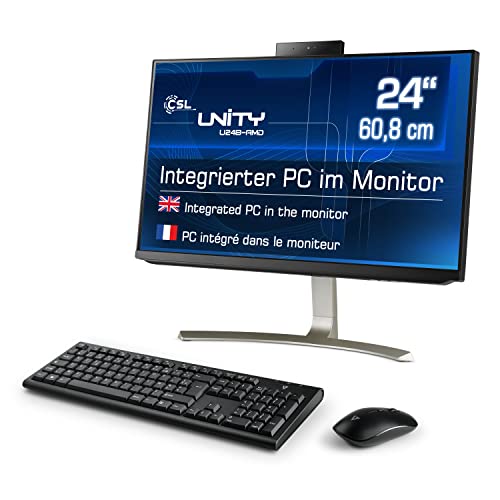 All-in-One-PC CSL Unity U24B-AMD, 60,5 cm (23,8 Zoll, 1920x1080 Full HD) - Leistungsstarker AIO (AMD Ryzen 7 5700G CPU 8x3800 MHz, 2000 GB SSD, 32 GB DDR4-RAM), schwarz von CSL-Computer