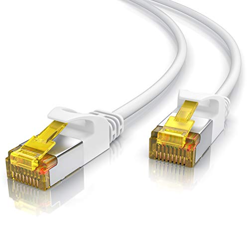 CSL 0,25m 25cm CAT 7 Netzwerkkabel Slim - Patchkabel RJ45 – LAN Ethernet Gigabit Kabel – 10000 Mbit – U/FTP PIMF Schirmung – Switch Router Modem PS5 XBox Series X -kompatibel zu CAT 6 CAT 8 - weiß von CSL-Computer