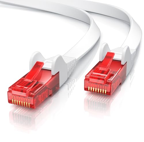 CSL - 0,25m 25cm Cat 6 Netzwerkkabel Flach - Gigabit Ethernet LAN - RJ45 Kabel Flachbandkabel Verlegekabel - 10 100 1000 Mbit s - Patchkabel Flachkabel - weiß von CSL-Computer