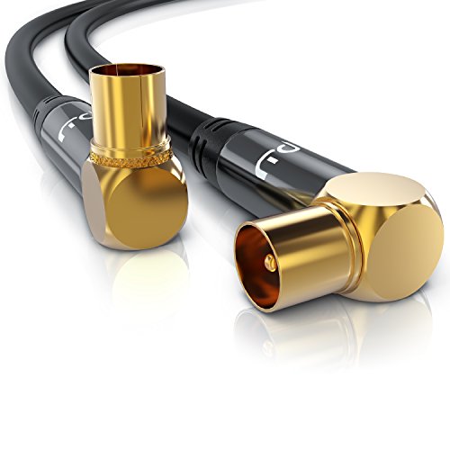 CSL - 0,5m 8k 4k HDTV Antennenkabel 75 Ohm 90 gewinkelt - Stecker 90 Grad Kupplung 90 Grad- DVB-T und DVB-T2 Radio UKW DAB DAB - robuste Vollmetallstecker - hochdichte Schirmung von CSL-Computer