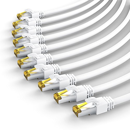 CSL - 10 x 0,5m CAT 7 Netzwerkkabel Gigabit Ethernet LAN Kabel - 10000 Mbit s - Patchkabel - Cat.7 Rohkabel S FTP PIMF Schirmung mit RJ 45 Stecker - Switch Router Modem Access Point von CSL-Computer