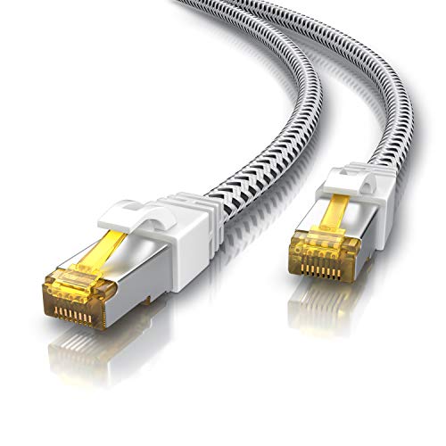 CSL - 15m CAT 7 Netzwerkkabel Gigabit Ethernet LAN Kabel - Baumwollmantel - 10000 Mbit s - Patchkabel - Cat.7 Rohkabel S FTP PIMF Schirmung mit RJ 45 Stecker - Switch Router Modem Access Point von CSL-Computer