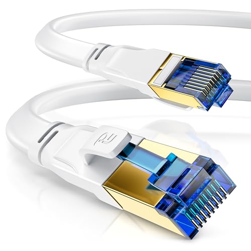 CSL - 15m CAT 8 Netzwerkkabel Flach und Dünn - Lan Kabel für 40 Gigabit High Speed, Internetkabel, Flachbandkabel, Verlegekabel - 40 Gbps Cat.8 RJ45 Kabel für Switch Router Modem PC, 15 Meter Weiss CSL - 15m CAT 8 Netzwerkkabel Flach und Dünn - Lan Kabel für 40 Gigabit High Speed, Internetkabel, Flachbandkabel, Verlegekabel - 40 Gbps Cat.8 RJ45 Kabel für Switch Router Modem PC, 15 Meter Weiss von CSL-Computer