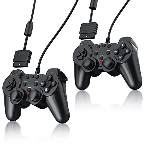 CSL - 2 x Gamepad für Playstation 2 PS2 mit Dual Vibration - Joypad Controller - neues Modell - schwarz von CSL-Computer