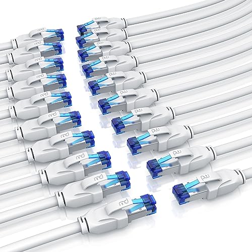 CSL 20 x 0,25m CAT 8.1 Netzwerkkabel 40 Gbits LAN Kabel Patchkabel Datenkabel - CAT 8 High Speed Gigabit Ethernet Cable - 40000 Mbits Glasfaser Geschwindigkeit - S/FTP PIMF Schirmung RJ45 Stecker von CSL-Computer