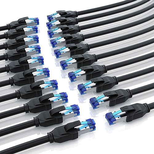 CSL 20 x 1m CAT 8.1 Netzwerkkabel 40 Gbits LAN Kabel Patchkabel Datenkabel - CAT 8 High Speed Gigabit Ethernet Cable - 40000 Mbits Glasfaser Geschwindigkeit - S/FTP PIMF Schirmung RJ45 Stecker von CSL-Computer