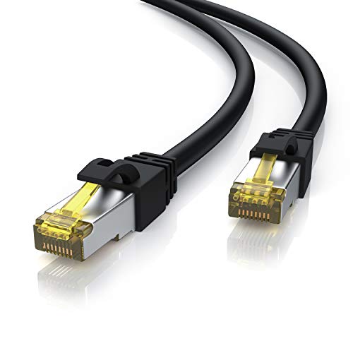 CSL 25m Cat 7 Outdoor Netzwerkkabel Gigabit Ethernet LAN Kabel - 10000 Mbit S - Patchkabel - Cat.7 Rohkabel S FTP Pimf Schirmung mit RJ 45 Stecker - abriebfest – ölbeständig – wasserfest – IP66 von CSL-Computer