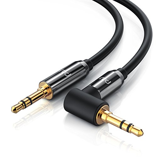 CSL - 2m Audio Klinkenkabel 90 Grad gewinkelt Verbindungskabel für AUX Eingänge - 90 Grad Winkelstecker - Voll-Metallstecker - passgenau - 3,5mm Audiokabel HQ Premium Series von CSL-Computer