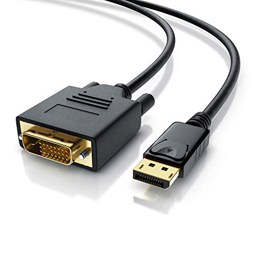 CSL - 2m HQ Premium DisplayPort DP auf DVI Kabel - Zertifiziert HDCP und EDID - Full HD Ausflösung - 24K vergoldete Kontakte 3 Fach Schirmung - kompatibel mit Grafikkarten Apple und PC Beamer Monitor von CSL-Computer