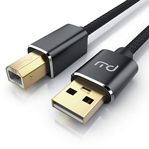 CSL - 2m USB Kabel Druckerkabel A-Stecker auf B-Stecker - Druckerkabel Scannerkabel – Metallstecker - schwarzer Nylonmantel - für Audio-Streaming, Sanner, DAC und Drucker – Premium Kabel von CSL-Computer