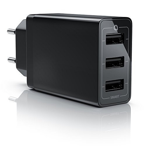 CSL - 30W USB 3 Port Ladegerät Netzteil mit Smart Charge Solid Charge - 6000mA - kompatibel mit Apple iPhone iPad Samsung Galaxy Note Nexus HTC LG und viele mehr - schwarz von CSL-Computer