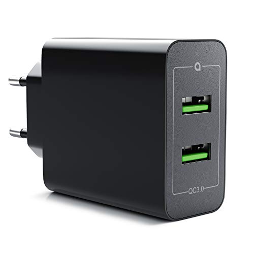 CSL - 36W Ladegerät 2 Port Quick Charge 3.0 - USB Netzteil 6000 mA Insgesamt - Schnellladefunktion - Smart Charge Solid Charge - für iPhone iPad Samsung Galaxy Nexus HTC Motorola LG UVM von CSL-Computer