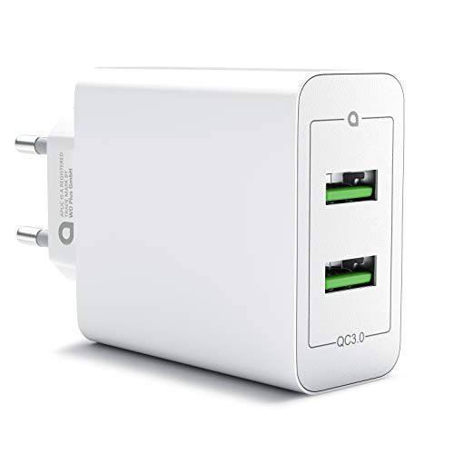 CSL - 36W Ladegerät 2 Port Quick Charge 3.0 - USB Netzteil 6000 mA insgesamt - Schnellladefunktion - Smart Charge Solid Charge - ideal für Handy Smartphone Tablet von CSL-Computer