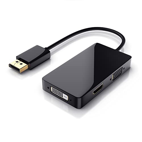 CSL - 3in1 DisplayPort zu VGA HDMI DVI Adapter Konverter - Videoadapter Kabel - Kompatibel mit PC MAC - vergoldete Kontakte - HDTV 1080p Full HD von CSL-Computer