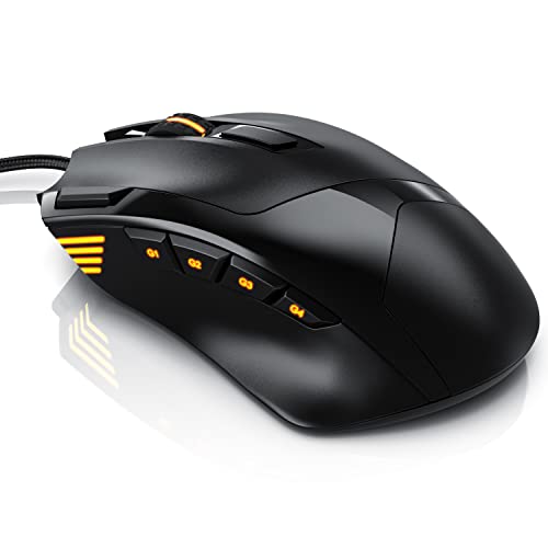 CSL - 4800 DPI Gaming Maus mit RGB Beleuchtung – optische Computermaus - 9 Tasten – 600-4800 DPI – 7 Farben – LED Farbwechsel – Huano Tasten – Makroprogrammierung – mit Software Treiber-CD – schwarz von CSL-Computer