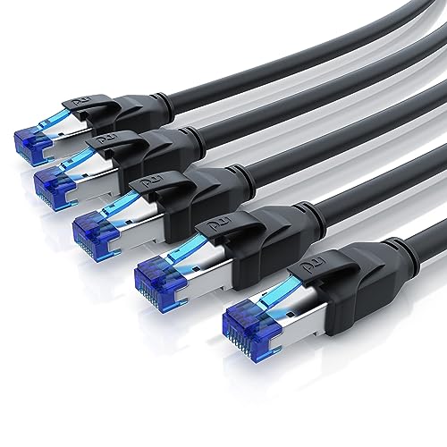 CSL 5 x 0,25m CAT 8.1 Netzwerkkabel 40 Gbits LAN Kabel Patchkabel Datenkabel CAT 8 High Speed Gigabit Ethernet Cable - 40000 Mbits Glasfaser Geschwindigkeit - S/FTP PIMF Schirmung RJ45 Stecker von CSL-Computer