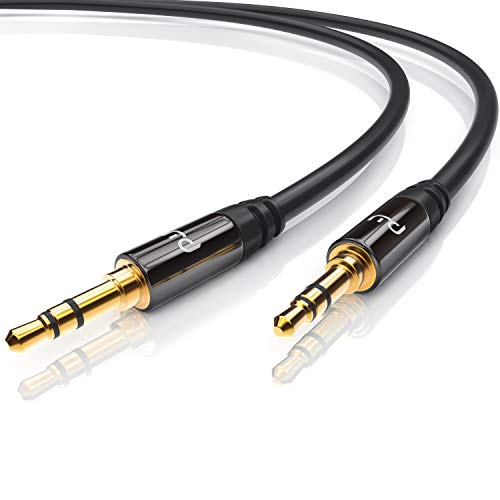 CSL - 5m Audio AUX Klinkenkabel Verbindungskabel für AUX Eingänge - Voll-Metallstecker passgenau - 3.5mm Stecker auf 3.5mm Stecker - 3,5mm Audiokabel HQ Premium Series von CSL-Computer