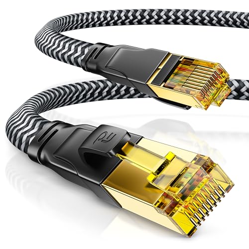 CSL - 5m CAT 7 Netzwerkkabel Flach 10 Gbit/s - Baumwollmantel - LAN Kabel Patchkabel Datenkabel - CAT.7 Gigabit RJ45 Ethernet Cable - 10000 Mbits Geschwindigkeit - Flachbandkabel - Verlegekabel von CSL-Computer