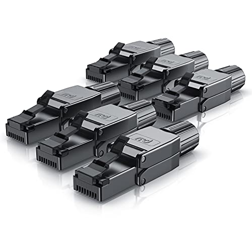 CSL - 6 x Netzwerkstecker feldkonfektionierbar RJ45 CAT 6 CAT 7 CAT 8 - geschirmt 40 GBit/s 2000 MHz Ethernet werkzeuglos LAN Kabel - Crimpstecker Steckverbinder für Netzwerkkabel Verlegekabel von CSL-Computer