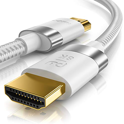 CSL - 8k / 4k HDMI Kabel 2.1/2.0-10m - 8K @ 60Hz 4K @ 120Hz mit DSC - 48 Gbit/s - 3D - Ultra High Speed mit Ethernet - TV Blu-ray PS5 Xbox Series X Switch - weiß - 10 Meter von CSL-Computer