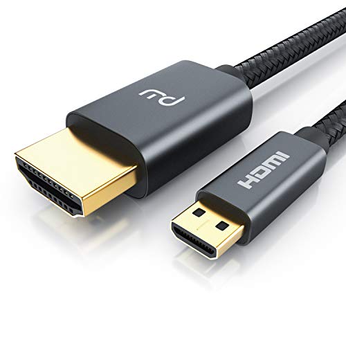 CSL - 8k Micro HDMI auf HDMI 2.1 Kabel 2m - 3D – UHD II- 7680 x 4320@120Hz mit DSC - HDR - ARC - Typ D auf Typ A - Nylon Brading - für Raspberry Pi 4, Gopro, ODROID, Kameras, Tablets Notebooks von CSL-Computer