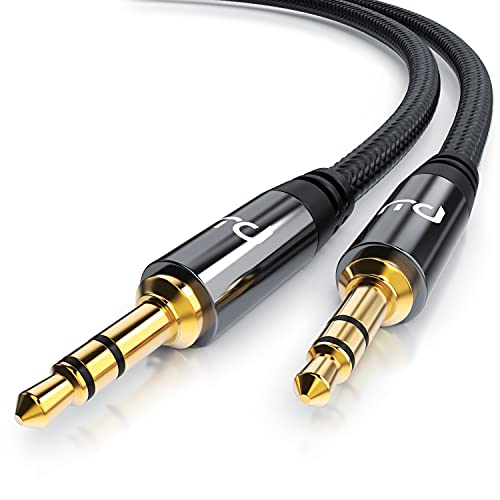 CSL - AUX Klinkenkabel 5m mit Nylonmantel - Klinke auf Klinke 3,5 mm - Audiokabel - kompatibel mit Smartphones, MP3 Player, Tablet PCs, Echo Dot, Stereoanlage, Autoradio uvm. von CSL-Computer