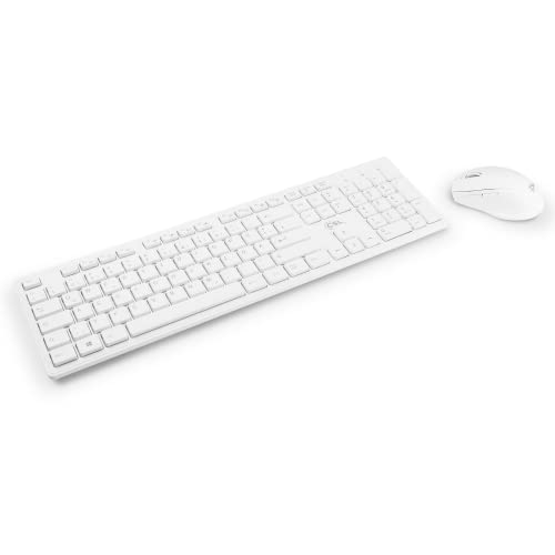 CSL Advanced v3 - Tastatur Maus Set kabellos in weiß mit QWERTZ Layout bestehend aus Funktastatur, Funk Maus, USB Nano Empfänger und Ladekabel, perfekt für Office PC, Laptop, Multimedia Computer von CSL-Computer