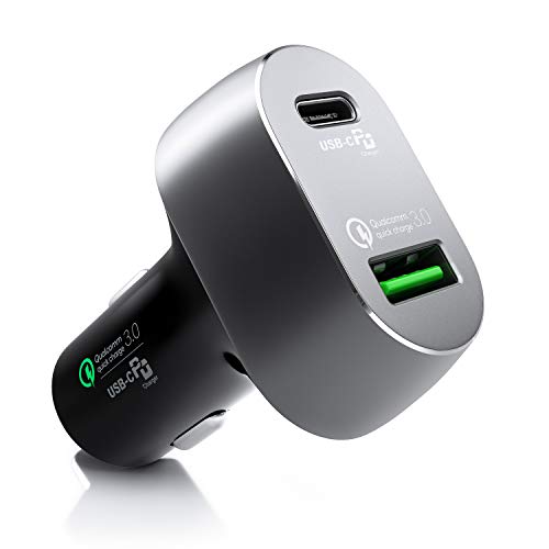 CSL Auto Ladegerät 63W LED 2-Port Kfz Ladeadapter Qualcomm Quick Charge USB C Power Delivery 3.0 für Samsung Galaxy S10 S9, Huawei, HTC, Xiaomi, MP3, Powerbank von CSL-Computer