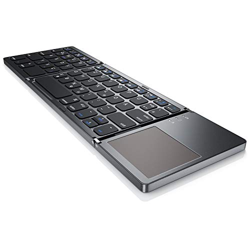 CSL - Bluetooth Tastatur klappbar mit Touchpad für PC Smartphone oder Tablet - faltbares Keyboard im Super Slim Design - Multitouch-Gestensteuerung Windows 8 8.1 10 11 - QWERTZ deutsches Layout von CSL-Computer